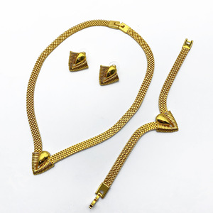 Set <span class=keywords><strong>di</strong></span> Gioielli <span class=keywords><strong>di</strong></span> Lusso Placcati in Oro in Stile Dubai/Medio Orientale (Collana, Orecchini e Bracciale da Sposa Indiani) - Product Image 5