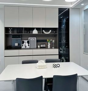 Luxury Modern Wooden Sideboard in Unique Curved Design Adjustable <b>Shelves</b> Display Storage Cabinet <b>for</b> Living Room or <b>Kitchen</b> - Product Image 6