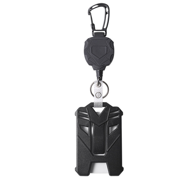 Tactical Style Heavy Duty Retractable Wire Rope Badge Reel With Robot Shape ID Card Badge Holder