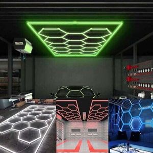 Lumière de <span class=keywords><strong>garage</strong></span> LED hexagonale, lot de 14 lumières en nid d'abeille avec cadre rectangulaire <span class=keywords><strong>vert</strong></span> 6500K pour <span class=keywords><strong>garage</strong></span>, sous-sol, entrepôt, etc. (<span class=keywords><strong>vert</strong></span>) - Product Image 4