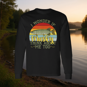 Camiseta de Pesca Vintage de Manga Larga, Algodón Suave con Estampado de Musky, para Adultos, Todas las Temporadas, Ropa Deportiva - Product Image 3