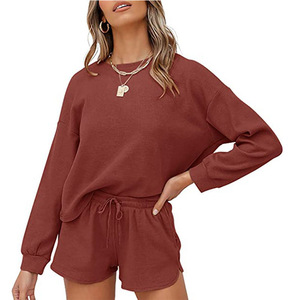 Ready Stock Women Lounge Pants <b>Set</b> Crew Neck Drawstring Long Sleeve Spring Loungewear Outfit Embroidery Logo - Product Image 4