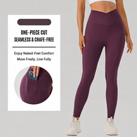 Pantalon de yoga taille haute en V pour femme, longueur cheville, avec double poche latérale, idéal pour le fitness, la course et l'entraînement