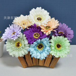 Fleurs artificielles Gerbera Dongchen Crafts à tige courte, bouquet en soie rose, décoration intérieure, accessoires de mariage - Product Image 3