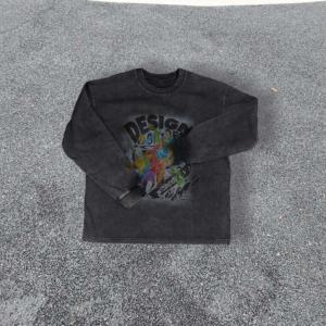 Sudaderas con Capucha Estilo Streetwear Personalizadas, con Hombros Caídos, Lavado Ácido Vintage, Sudaderas con Cuello Redondo Desgastadas para Hombre - Product Image 2