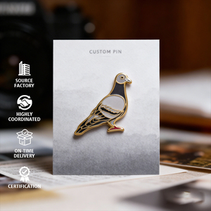 Épingles à revers en métal émaillé dur de haute qualité, personnalisées, plaquées or, en forme de personnage de dessin animé, d'oiseau, de colombe, d'animal, pour costume - Product Image 1