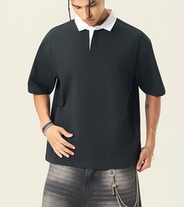 Nouveau T-shirt Polo Homme Effet Rafraîchissant, Style Old Money Décontracté à Manches Courtes, Haut Contrastant Color Block - Product Image 1
