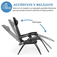 Chaise pliante d'extérieur EIGFOH Espagne Modèle 70201-2 avec dossier réglable confortable et siège rembourré pour le camping, la plage, le pique-nique et le jardin