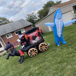 Vente chaude drôle Costume complet du corps bleu gonflable <span class=keywords><strong>dauphin</strong></span> requin air soufflé Costume Halloween Costumes Cosplay fête - Product Image 6