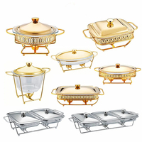 Chauffe-Plat Buffet Vintage Doré 2L/3L, Température Constante 60-80°C, pour Restaurants en Libre-Service et Hôtels