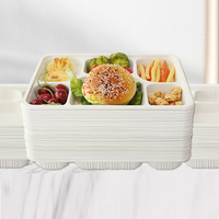 Barquette à lunch 100% compostable en bagasse de canne à sucre, conteneur jetable multi-compartiments pour plats à emporter, personnalisable