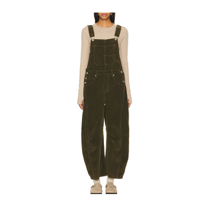 Tuta casual da donna con tasche con bottone laterale in velluto a coste staccabili - Product Image 1