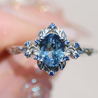 Bague de cocktail élégante vintage en alliage de zircon bleu pour femme, bijoux de mode en gros Novito