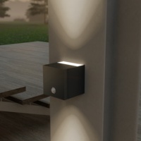 Led Up Down Aluminium Imperméable Solaire Carré Lumière Pour Décoration Murale Extérieure 8 led