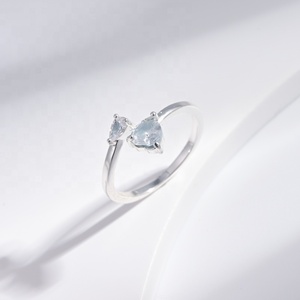 high quality brass simple heart stone cute bowknot <b>ring</b> ladies summer copper Platinum plating Adjustable cheap <b>finger</b> <b>rings</b> - Product Image 2