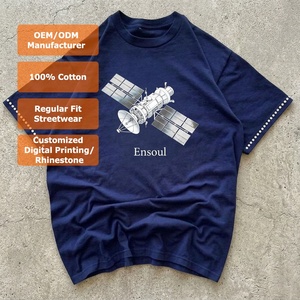 เสื้อยืดคอตตอน 100% คุณภาพสูง สีตามสั่งจากโรงงาน พิมพ์ลายกราฟิกตามสั่ง พร้อมปลายแขนประดับคริสตัล และพิมพ์ข้อความด้านหลัง - Product Image 1