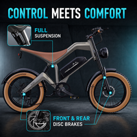 Vélo électrique M20 à pneus larges, 1500W haute puissance, batterie 48V, 20x4.0, livraison rapide, suspension intégrale, entrepôt local USA Europe