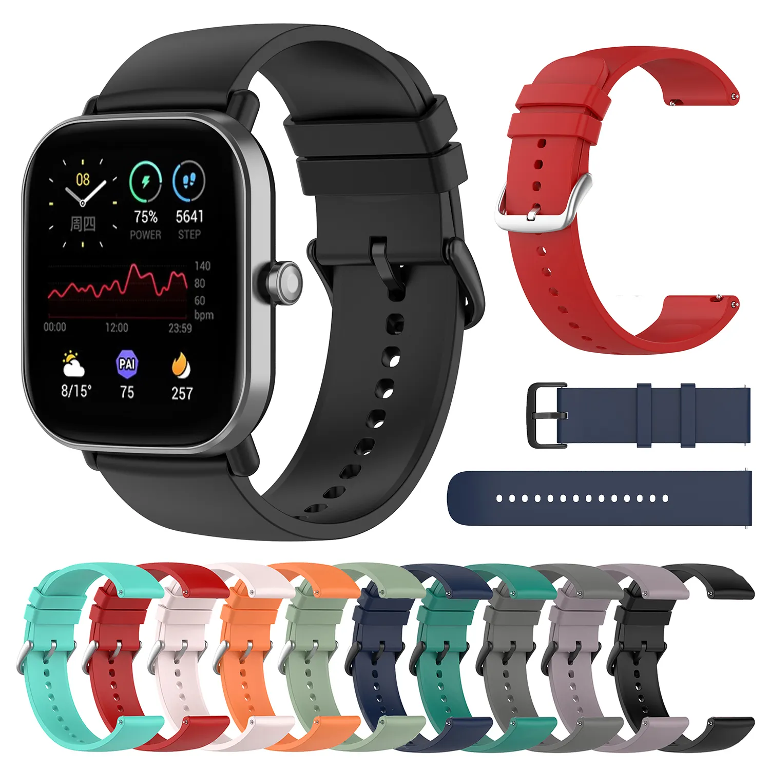 20mm Silicone Strap For Xiaomi Huami Amazfit GTS 3 2 2e GTS 2 Mini Smart Watch Band For Huami Amazfit Bip