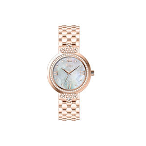 Reloj de Cuarzo para Mujer, Elegante y Ligero, Resistente al Agua, con Esfera de Nácar, Bisel con Cristales y Correa de Aleación - Product Image 4