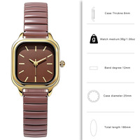 Montre à quartz carrée rétro W263 pour femmes, boîtier en alliage, bracelet en bambou élastique, montre-bracelet pour femmes, vente en gros