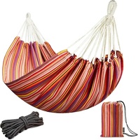 Hamac portable en coton rayé au design moderne pour camping en plein air, mobilier d'extérieur, en toile, pliable – Offre Spéciale