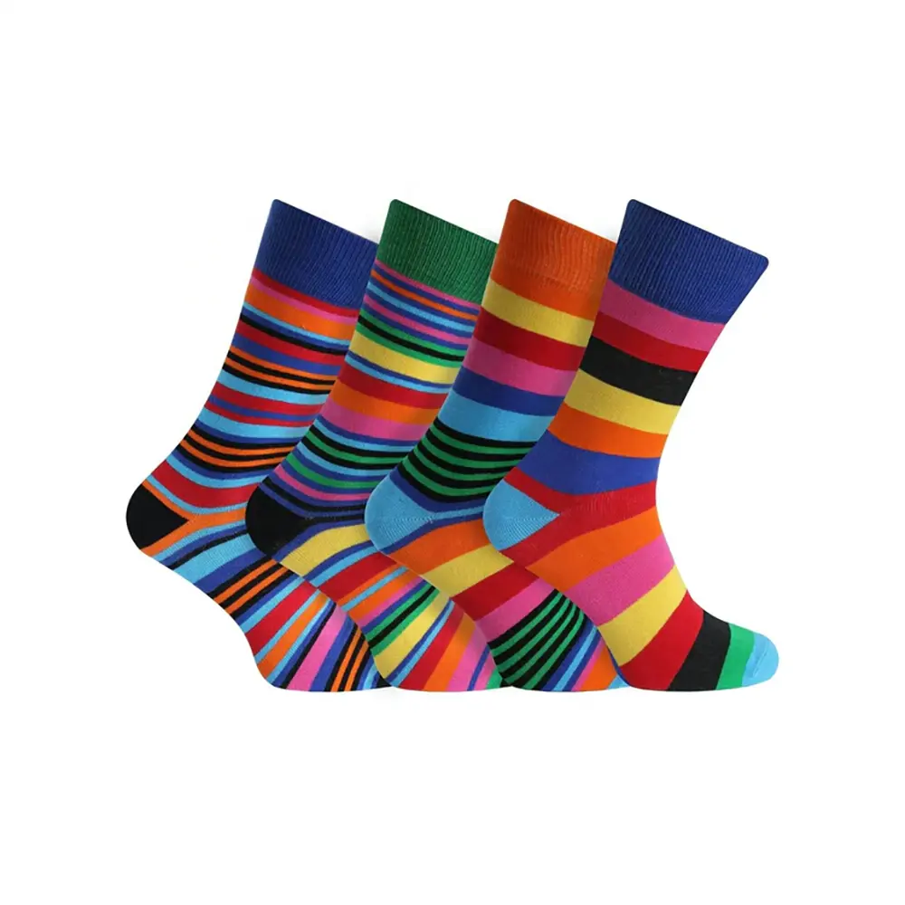 Quentin Manufacturer Supplier 2023 New Mens Custom Logo Breathable Sport Color Stripes Socks