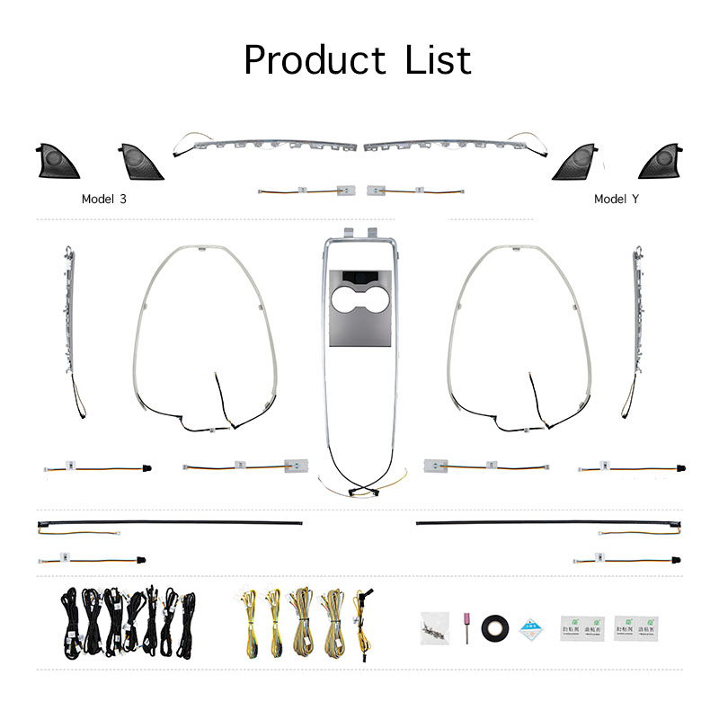 TYPESTAR 128-Color Ambient Light Kit for Tesla Model 3 Y | Guangzhou Hunsui Trading | phonenumbergen