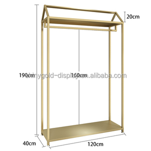 Sang Trọng Màu Đen Bạc May Đứng Kệ Quần Áo Hiển Thị Đứng Kim Loại <span class=keywords><strong>2</strong></span> <span class=keywords><strong>Tier</strong></span> Vàng Quần Áo Giá Cho Đứng Quần Áo - Product Image 6
