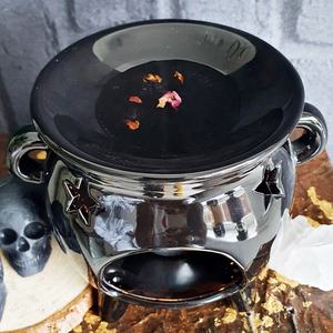 Cadeau de <span class=keywords><strong>sorcellerie</strong></span> païenne sorcière personnalisé diffuseur de parfum brûleur de fondeur d'huile essentielle céramique chaudron noir chauffe-plat <span class=keywords><strong>bougie</strong></span> chauffe-cire - Product Image 6