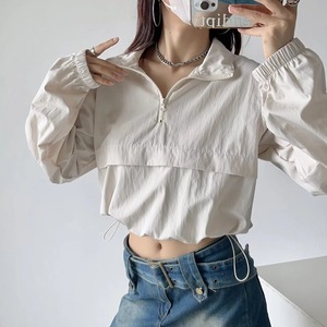 เสื้อแจ็คเก็ตกันลมแบบมีซิปครึ่งตัว น้ำหนักเบา ระบายอากาศได้ดี ป้องกันแสงแดด ผลิตจากไนลอน 100% เหมาะสำหรับเล่นกีฬา มีเชือกผูกเอว สวมใส่สบาย เหมาะกับกิจกรรมกลางแจ้งและออกกำลังกาย - Product Image 3