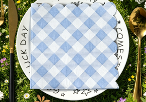 DAMAI blue Gingham Scalloped Disposable Paper Napkins Kid Theme Macaron Color <b>Spring</b> Birthday Party <b>Decorative</b> Table Napkins - Product Image 3