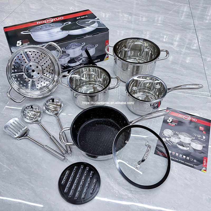 Top Quality Luxury Stainless Steel Pot Set Kitchen Non Stick 13 Pieces Cookware Sets · image 2