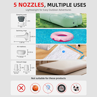Pompe à air électrique miniature WLETO pour camping et randonnée, gonflage rapide, écran LCD, 2400mAh, LiPo, 300L/min, arrêt automatique, plastique, 5.0KPA