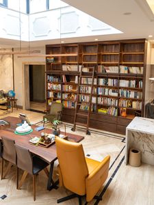 <span class=keywords><strong>Libreria</strong></span> in Legno Massello su Misura con Scala Scorrevole e LED per Villa, Ufficio e Biblioteca - Product Image 5