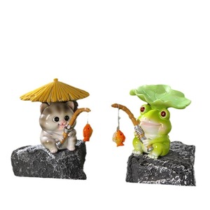 Ornement de paysage sculpté en résine époxy créatif et artistique en forme de panda pêchant pour la décoration d'aquarium, de bassin à poissons en pot - Product Image 5