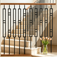 Balustres et meneaux rectangulaires fins en acier forgé noir LD-Metal pour escaliers, rampes et décorations de clôtures
