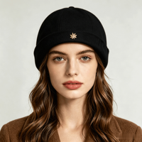 Casquette Docker Unisexe à Bord Roulé Sans Visière avec Badge Métallique Feuille d'Érable, Logo Personnalisé, Couleur OEM ODM, Réglable, Style Streetwear, Bonnet Court