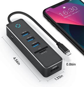 Hub USB C/Thunderbolt 3 en aluminium avec port de données 4K HDMI USB3.0 Lecteur de <span class=keywords><strong>carte</strong></span> <span class=keywords><strong>SD</strong></span>/TF 100W Power - Product Image 2