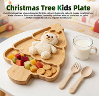 Grande assiette à collation pour enfants, planche à charcuterie en bambou, forme de sapin de Noël, plateau de service divisé pour la cuisine, le pique-nique