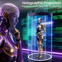 Cilindro de Exhibición de Hologramas 3D Interactivo con IA |   Pantalla LCD Transparente para Publicidad con Software para Exposiciones y Eventos
