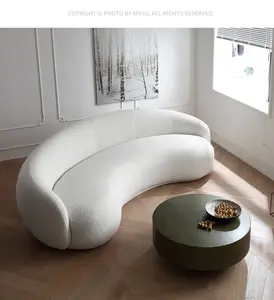Moderno italiano nórdico Luz de lujo sala de estar ocio sofá conjunto curvo Cachemira lana terciopelo hogar sofá