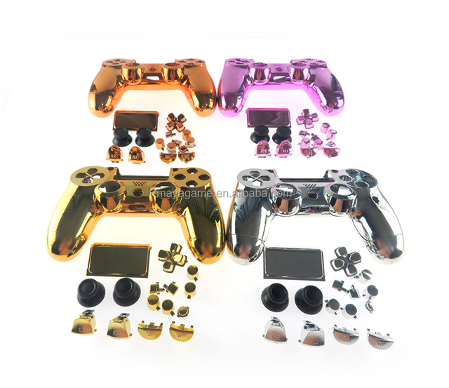 Full Electroplate Shell Replacement for PS4 JDS 040 Controller Chrome Plating Top Bottom Faceplate Cover Case With Buttons