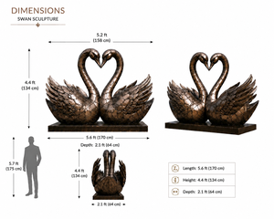 Escultura de Pareja de Cisnes de Bronce, Estatua de Metal en Forma de Corazón con Alas Elevadas en la Base, para Decoración de Jardín, Patio y Hogar - Product Image 5