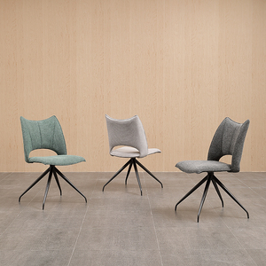 Sedie da Pranzo Curve Gialle Economiche, Design Nordico di Lusso, Elegante <span class=keywords><strong>Sedia</strong></span> da Sala da Pranzo con Schienale Basso Imbottito in Grigio - Product Image 4