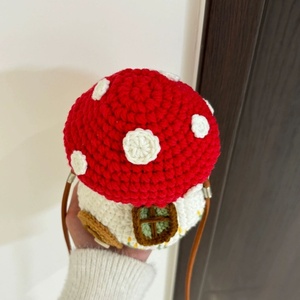 Crochet nấm nhà túi tự làm Kit-dễ thương sợi nghề cung cấp cho người mới bắt đầu | Đồng xu nhỏ Crossbody/vai túi làm Kit - Product Image 4