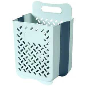 Wall Hanging Large Collapsible Laundry Basket with 2 Handles Storage Basket Hollowed-out dirty Clothes Storage Basket