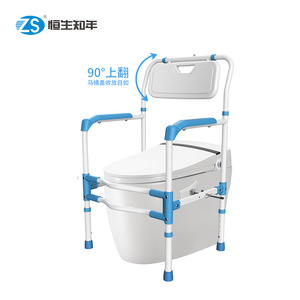 Barra de apoyo para inodoro Zs Senior con tapa abatible de 90 grados para asistencia de seguridad en el baño - Product Image 1