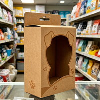 Boîte d'emballage en papier kraft découpée sur mesure avec fenêtre et trou de suspension pour les outils de toilettage quotidien des chiots