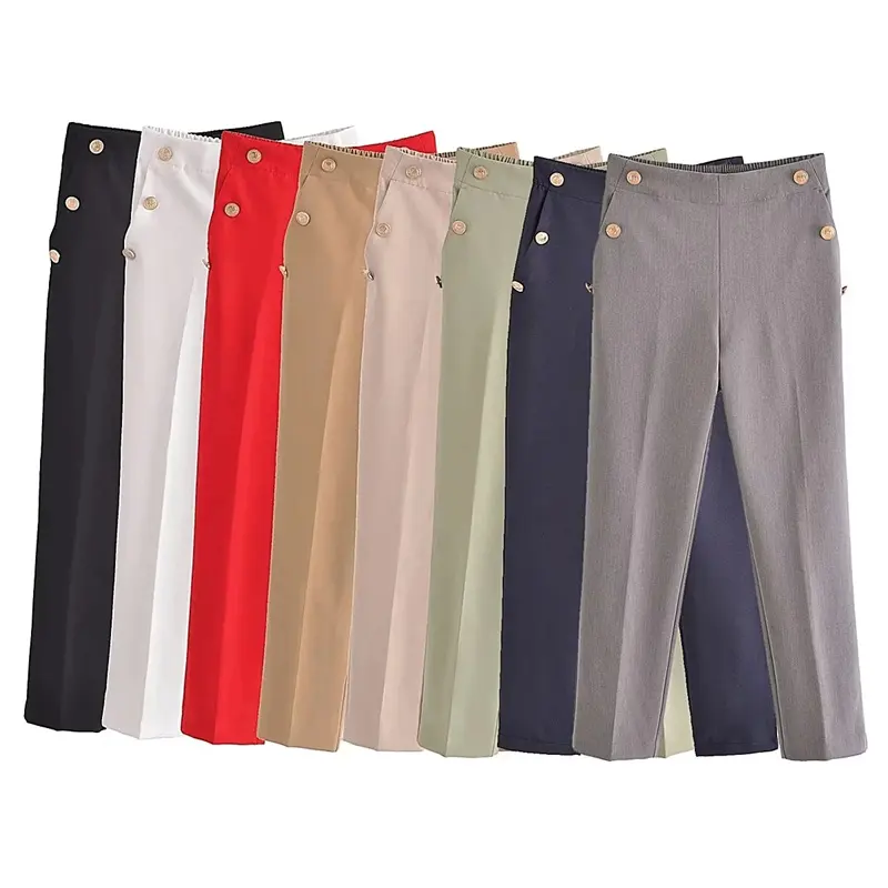 TAOP&ZA 2023 autumn new women's all-match pencil pants loose high waist button-trimmed casual pants 9929020 9929120