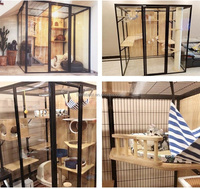 Vente chaude Maison pour chat de luxe en bois massif Villa pour chat Nid Lit Cage pour animaux de compagnie en bois Chat